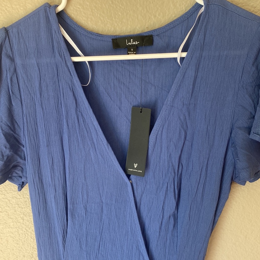Lulu’s Denim Blue Wrap Maxi Dress - Picture 3 of 9